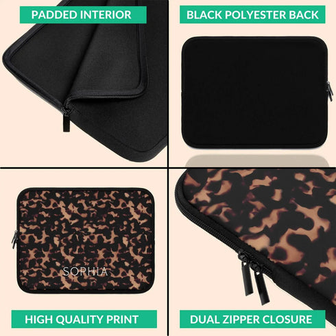 Tortoiseshell Custom Name Laptop Sleeve